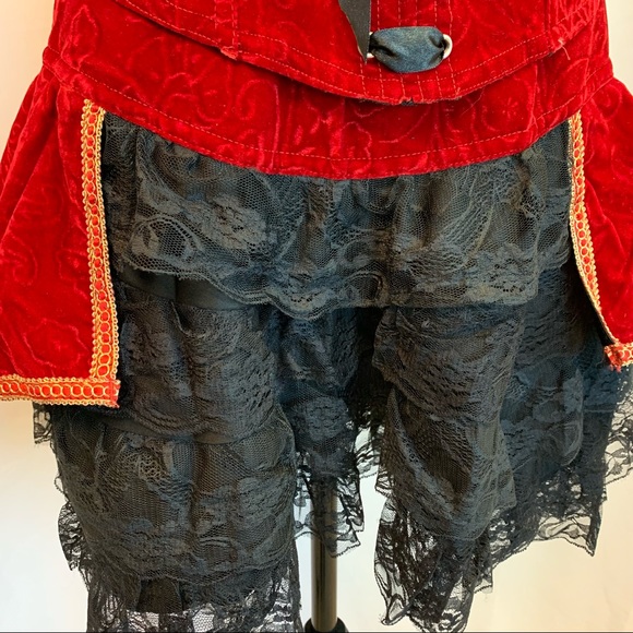 Sexy Costume Burlesque Corset Vampire Red Pirate, Velvet Velour Bustier  SZ L - Picture 8 of 14